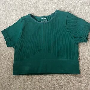 Garage Teal Ribbed Crop Top